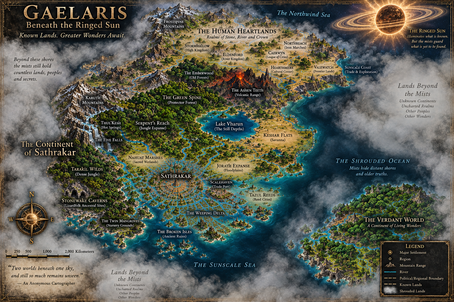 Current map of Gaelaris: Beneath the Ringed Sun
